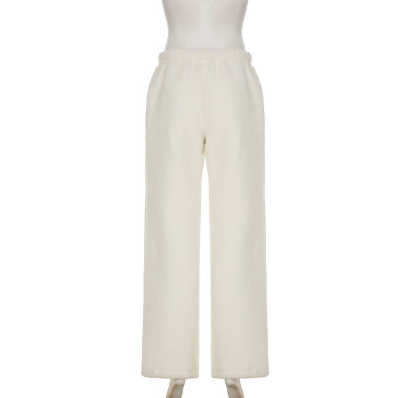 Stylish Warm Lamb Wool Lace-Up Pants