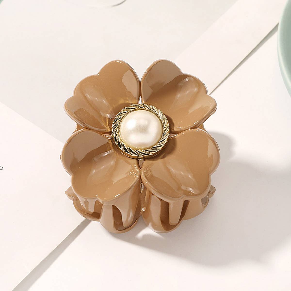 LARGE PEARL FLOWER HAIR CLAW ELEGANT UPDO CLIP_CWAHA0408