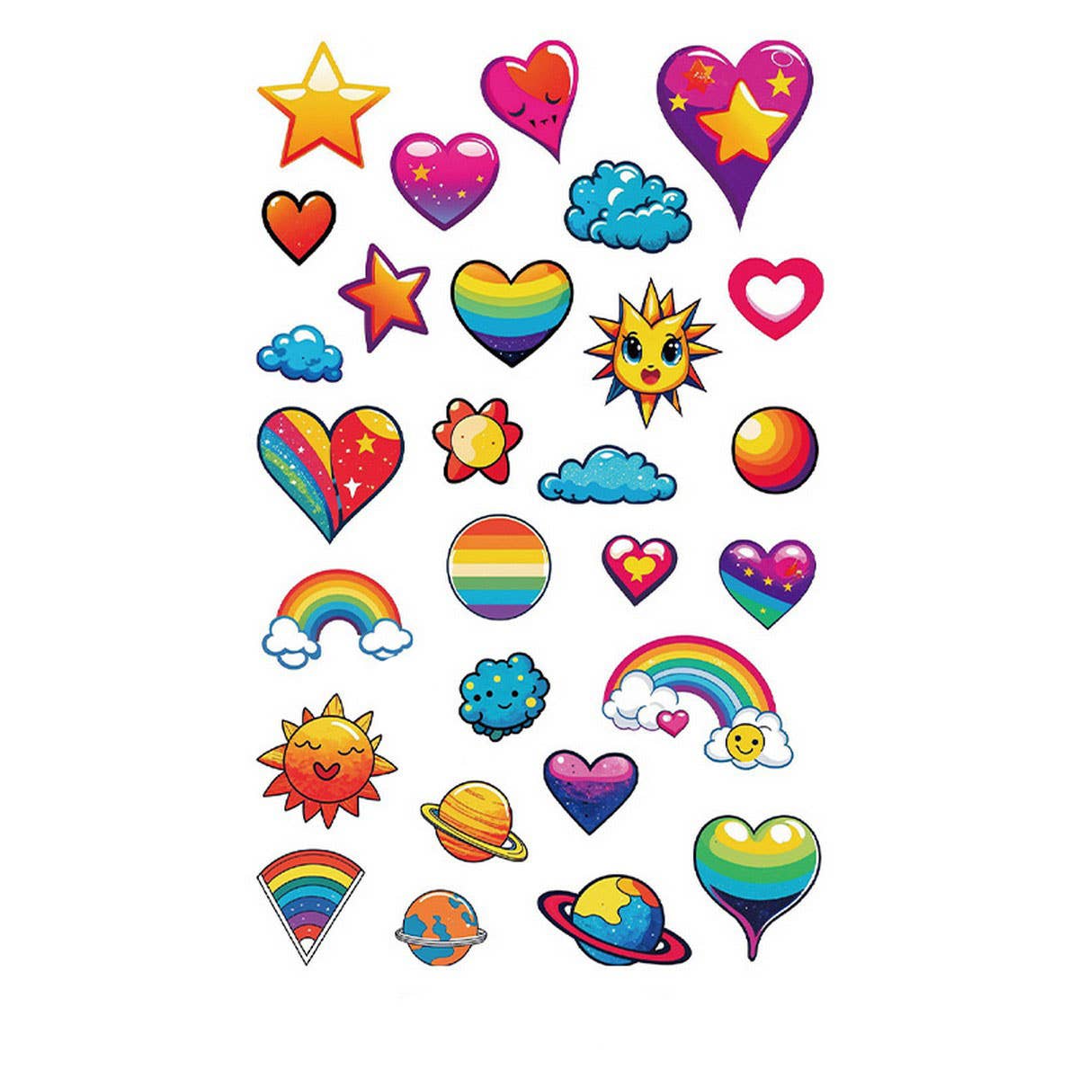Whimsical Face Stickers Fruit Galaxy Tattoos_Cwmm8388