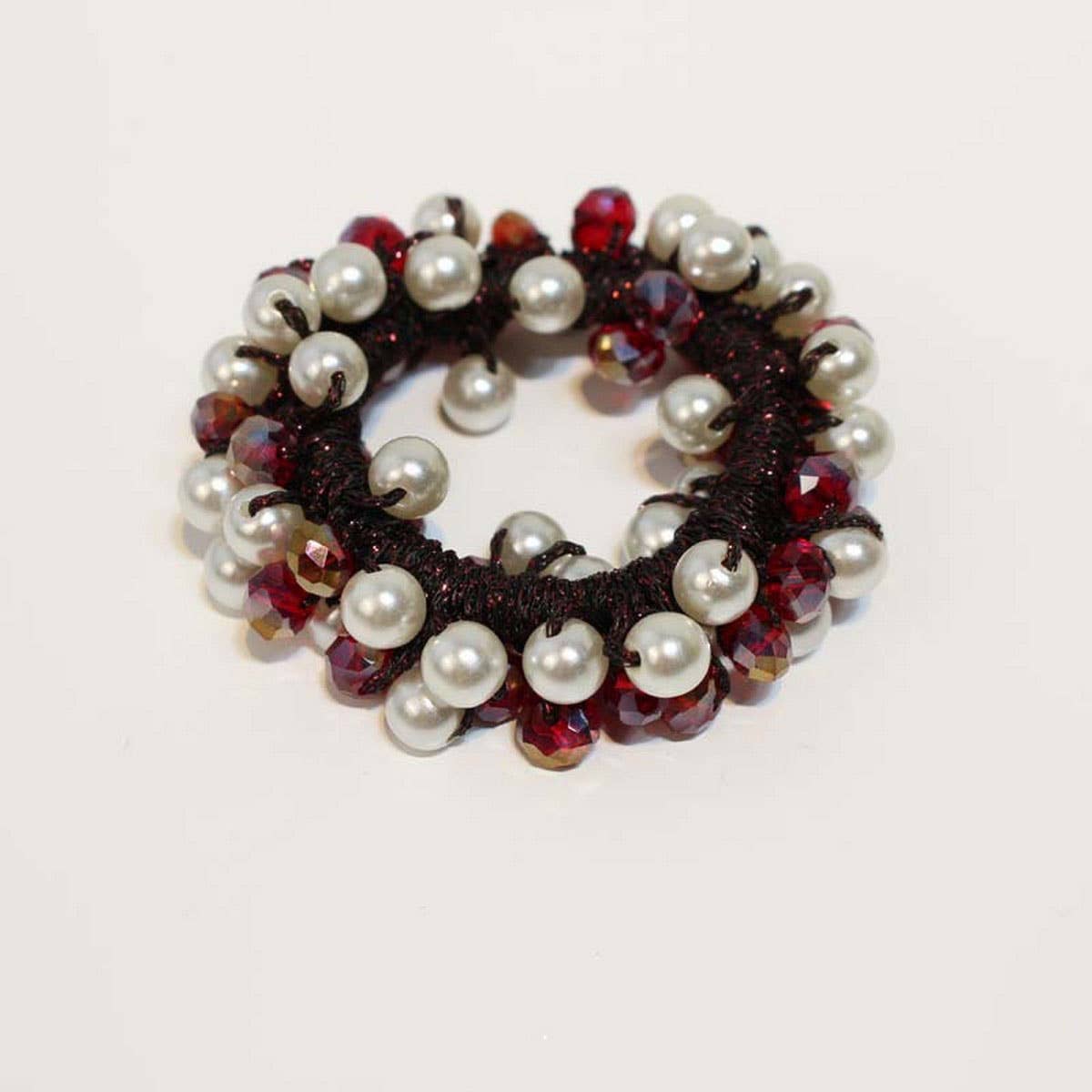 BOHO CRYSTAL PEARL BEADED HAIR TIE CUTE GIRL BAND_CWAHA6779