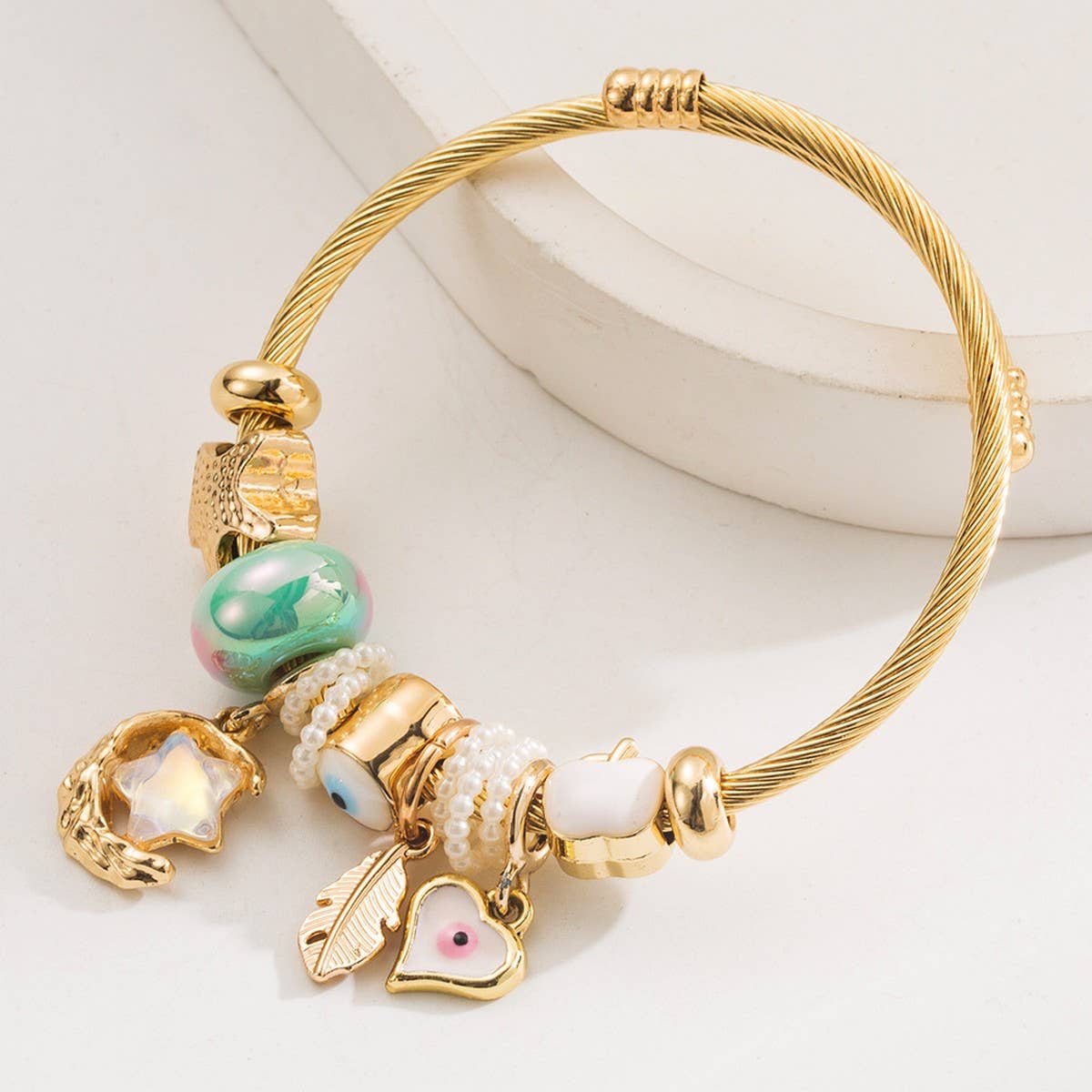 DIY STYLISH STAINLESS STEEL STAR MOON BRACELET_CWMM8579