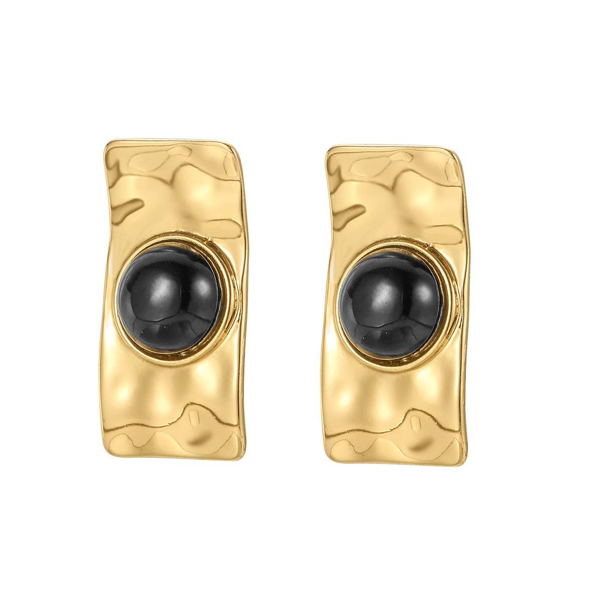 NEW FASHION TEMPERAMENT BLACK AND GOLD EARRINGS_CWAJE2854