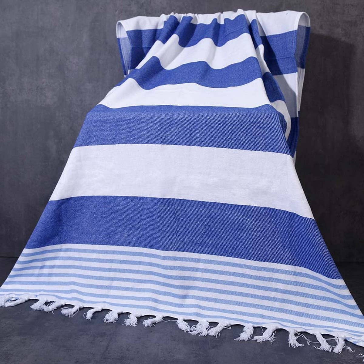 STRIPED TASSEL COTTON TURKISH BEACH WRAP TOWEL_CWMM7670
