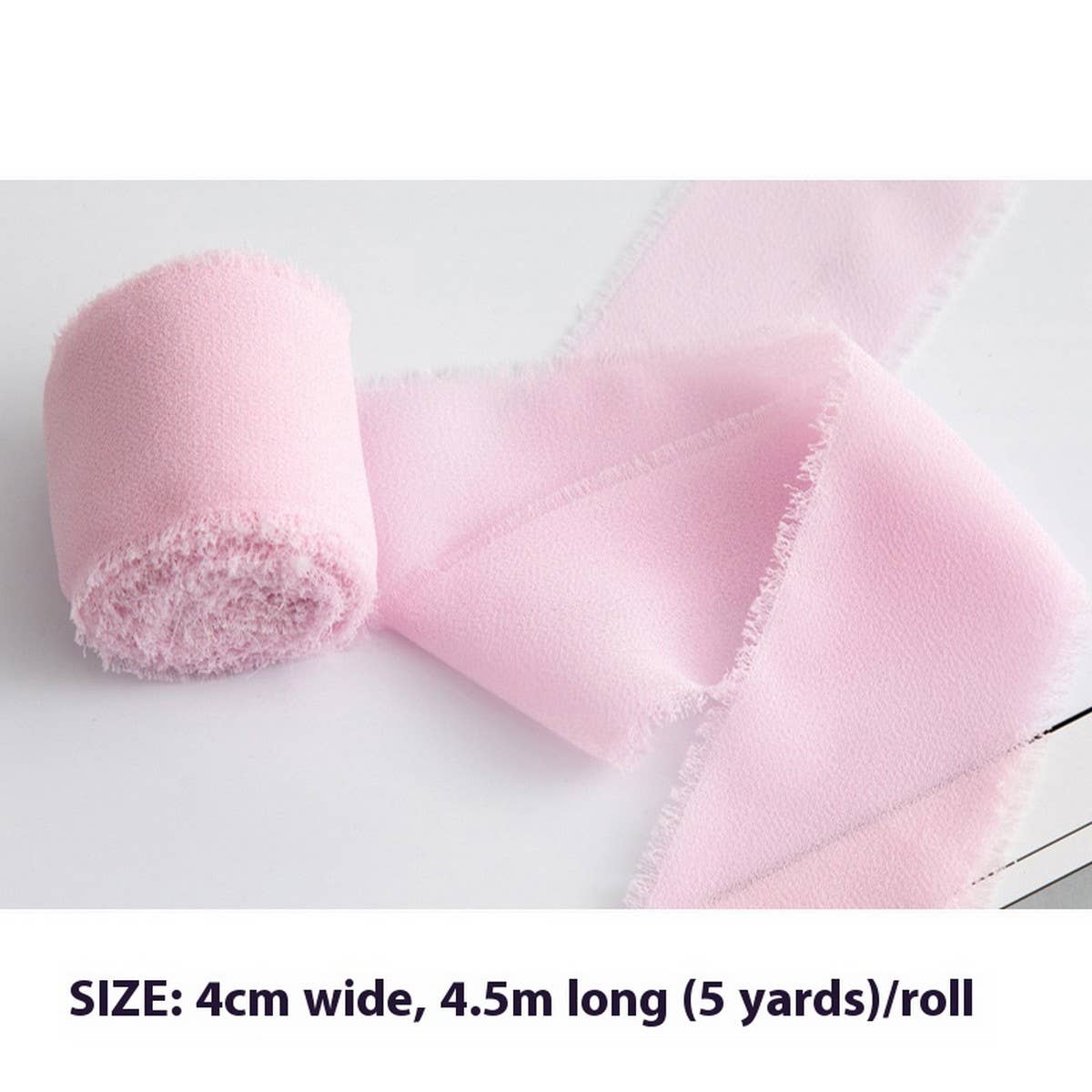 HAND TORN RAW EDGE CHIFFON RIBBON SNOW YARN_CWMM5787
