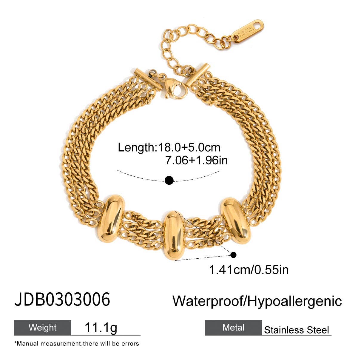 ELEGANT 18K GOLD LAYERED CHAIN BRACELET NO FADE_CWAJE4740