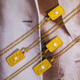 STAINLESS STEEL 3D RELIEF OPAL PENDANT NECKLACE_CWMM3908