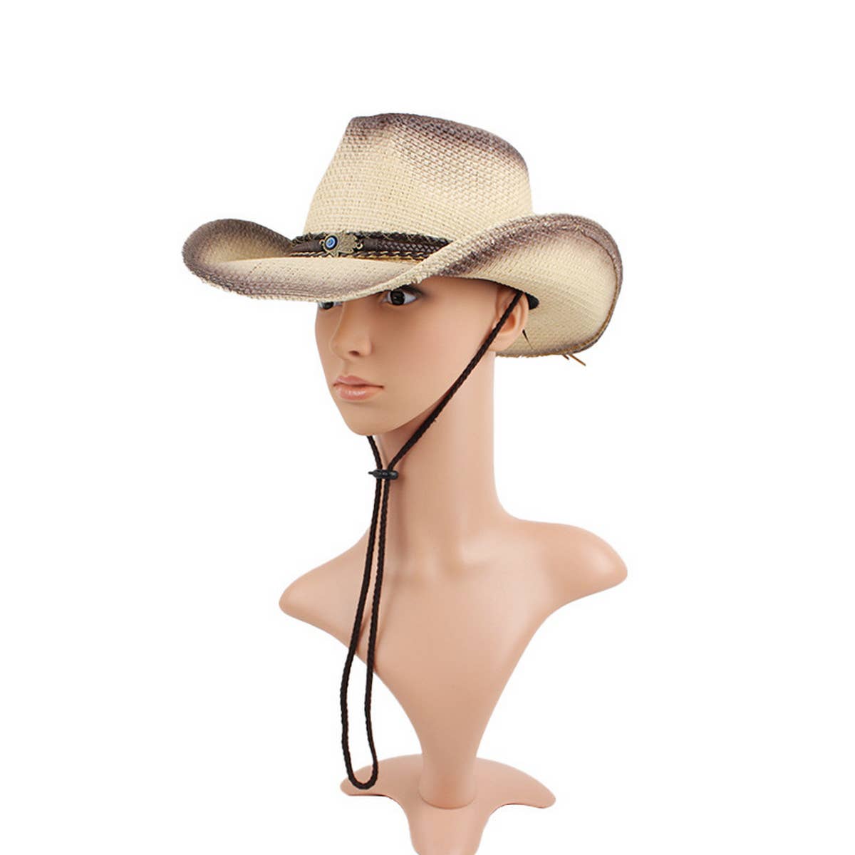 RETRO SUN PROTECTION WESTERN COWBOY STRAW HAT_CWAH1196
