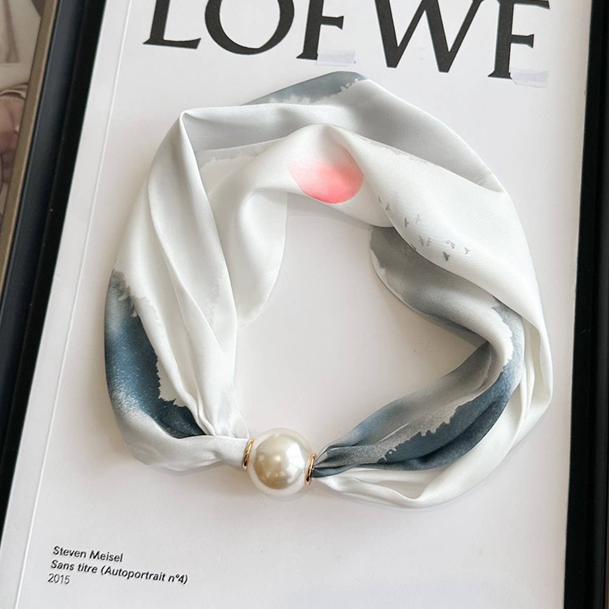 Pearl Magnetic Skinny Silk Neck Scarf_Cwasc03931