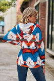 Women Aztec Printing Drawstring Western Hoodie_Cwohol0177