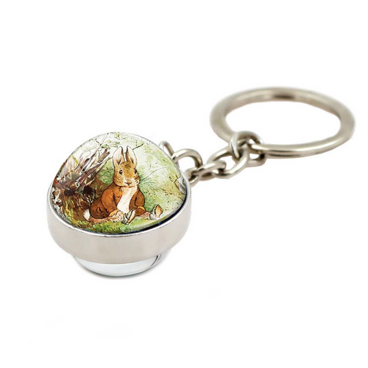 EASTER RABBIT CRYSTAL GLASS BALL PENDANT KEYCHAIN_CWMM0497