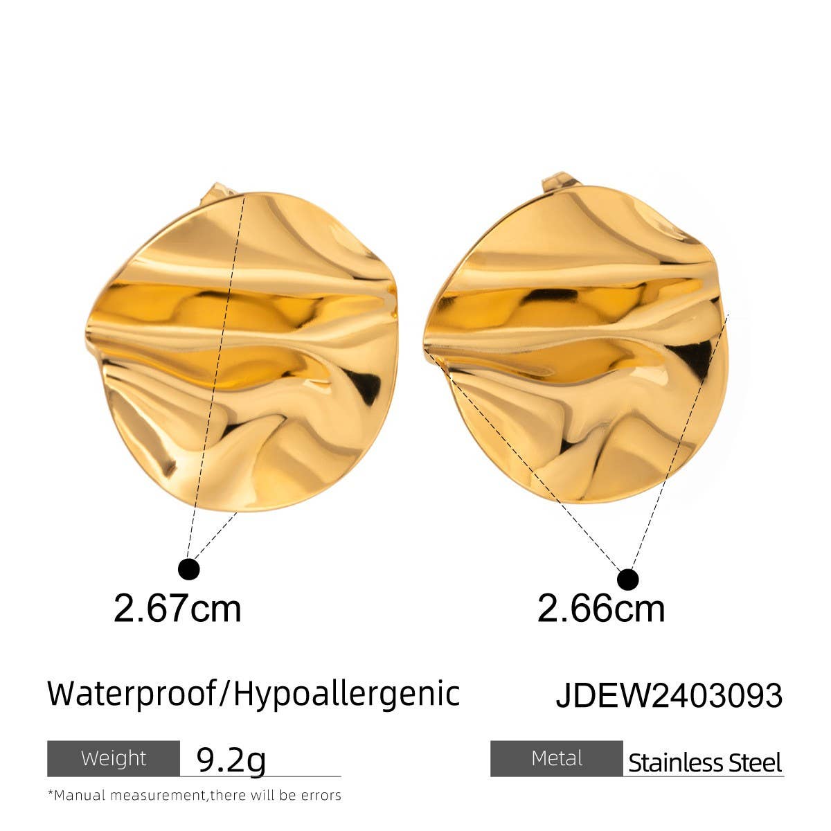 DELICATE GEOMETRIC PLEATED POLISHED EARRINGS_CWAJE1792