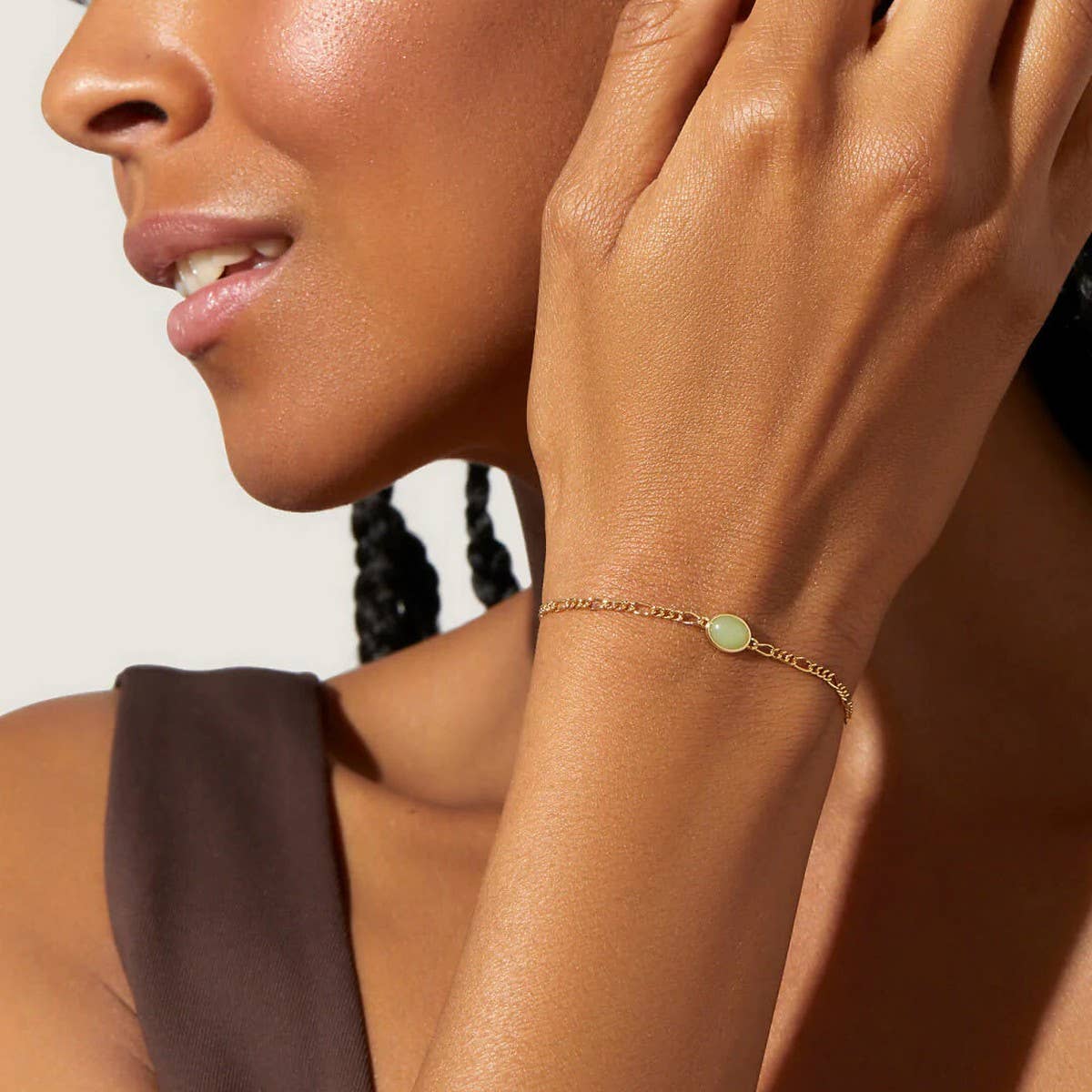 SIMPLE GREEN AVENTURINE NATURAL STONE BRACELET_CWMM5522