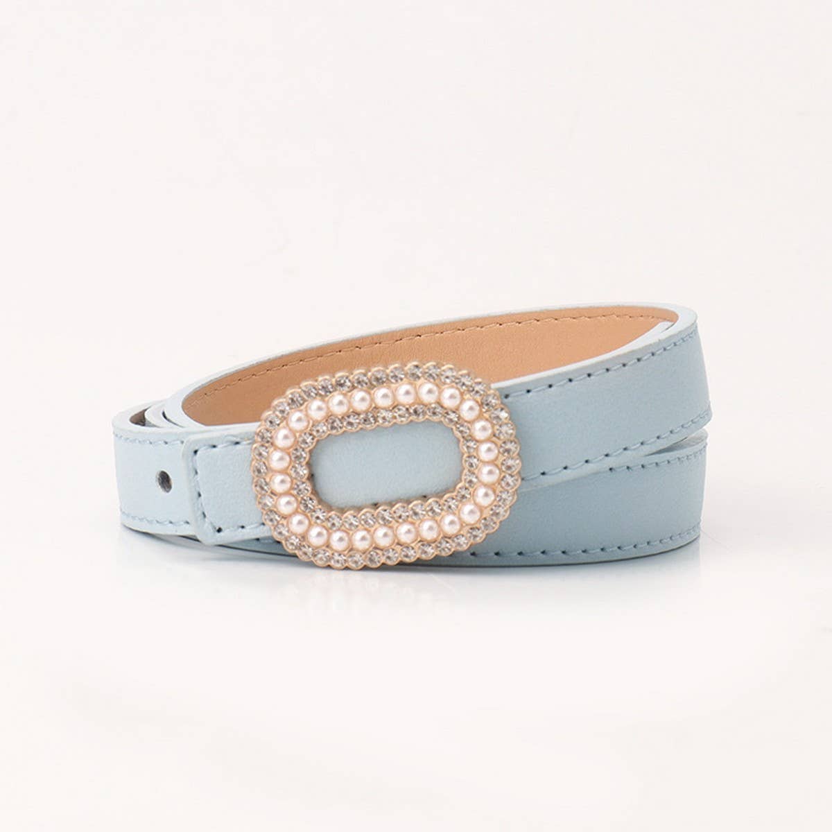 CLASSIC VINTAGE RHINESTONE PEARL BUCKLE BELT_CWABE0389