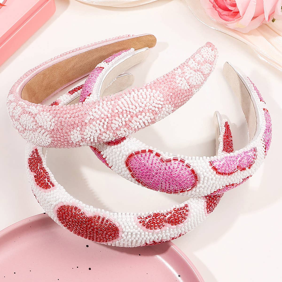 FULL DIAMOND RICE BEAD HEART HEADBAND_CWAHA2828