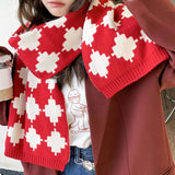 KNIT PLAID LONG SCARF FOR WOMEN FASHION WRAP_CWASC1239