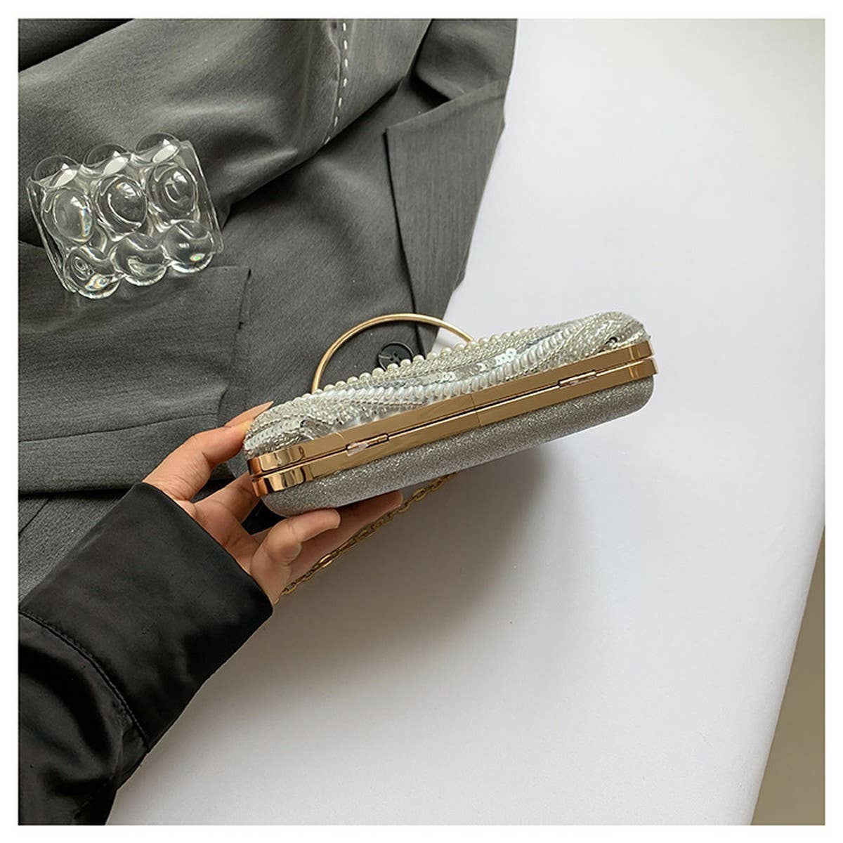 BEADED SEQUIN CELEBRITY HANDHELD EVENING CLUTCH _CWAB3246