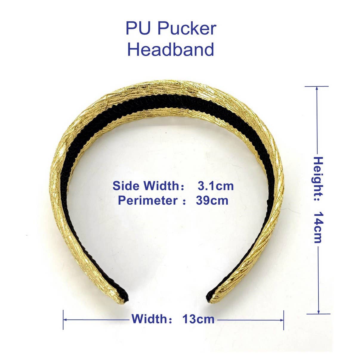 METALLIC RUCHED WAVE PU HEADBAND PALACE STYLE_CWAHA6318
