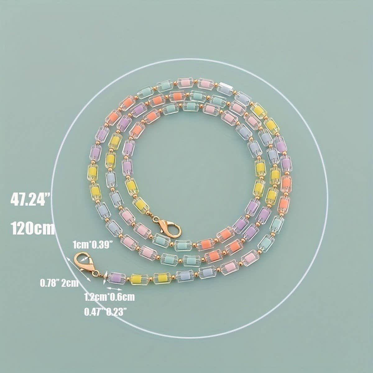 RAINBOW BEAD LONG BEADED CHAIN BAG STRAP_CWMM5114