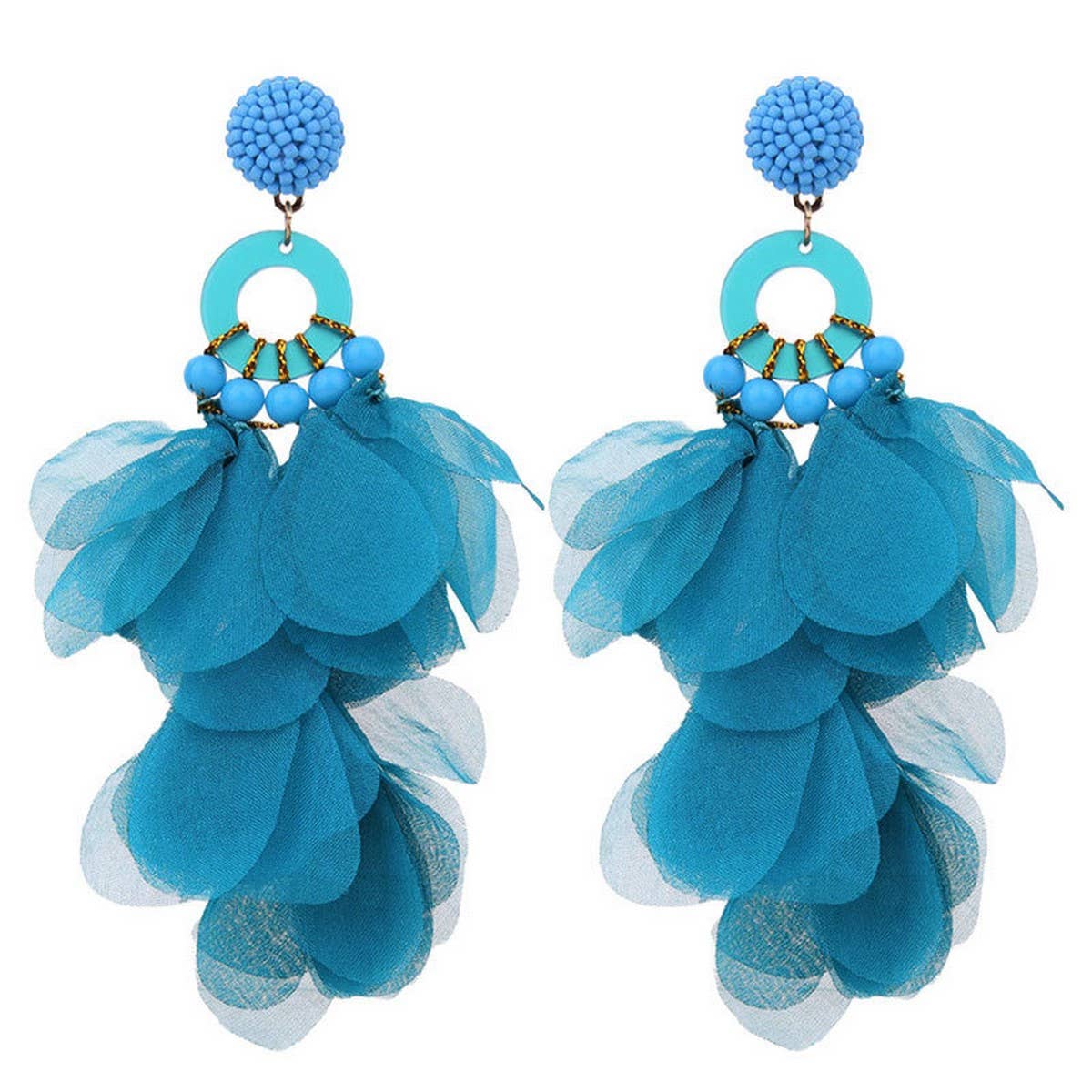 HANDMADE LONG STATEMENT FLORAL FABRIC EARRINGS_CWMM6159