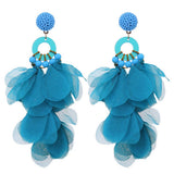 HANDMADE LONG STATEMENT FLORAL FABRIC EARRINGS_CWMM6159