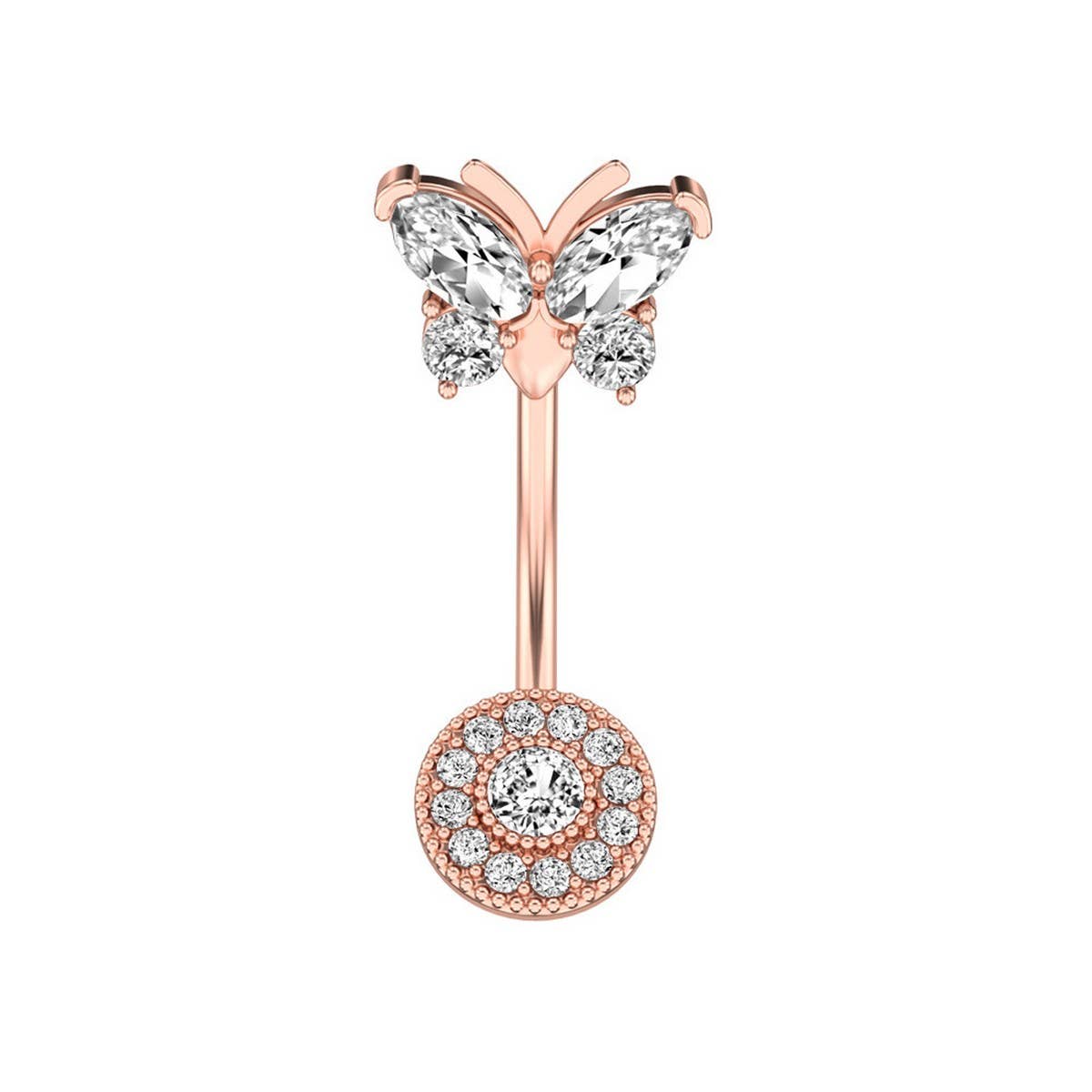 COPPER CZ BUTTERFLY BELLY RING PIERCING_CWMM9240