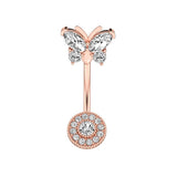 COPPER CZ BUTTERFLY BELLY RING PIERCING_CWMM9240