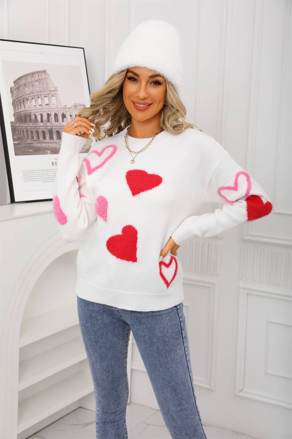 Valentines Day Little Hearts Jacquard Sweater