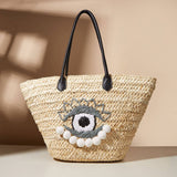 FASHION EYE PATTERN BEACH BAG WOVEN BAG_CWAB1983