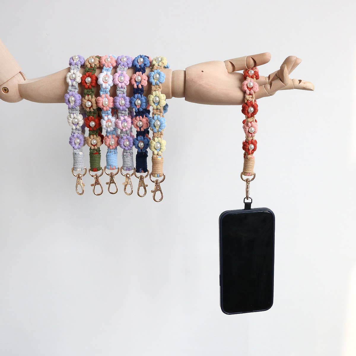 NEW PEARL FLOWER COTTON ROPE KEYCHAIN_CWMM1559