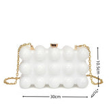 FASHIONABLE WAVE BEAD BOX BAG EVENING CLUTCH BAG_CWAB3249