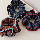 Plaid Scrunchie British Lazy Style Hair Tie_Cwaha07942