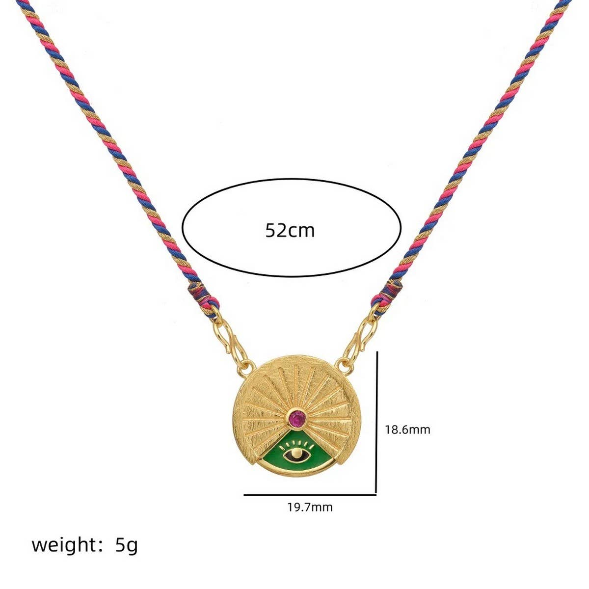 GOLD PLATED NECKLACE WITH COLORFUL ROUND PENDANT_CWMM3828