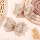 HANDMADE GLITTER BOW TAIL HAIR CLIP SET FOR GIRLS_CWAHA6717