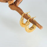 RETRO SIMPLE C SHAPE EMBOSSED EARRINGS_CWMM3646