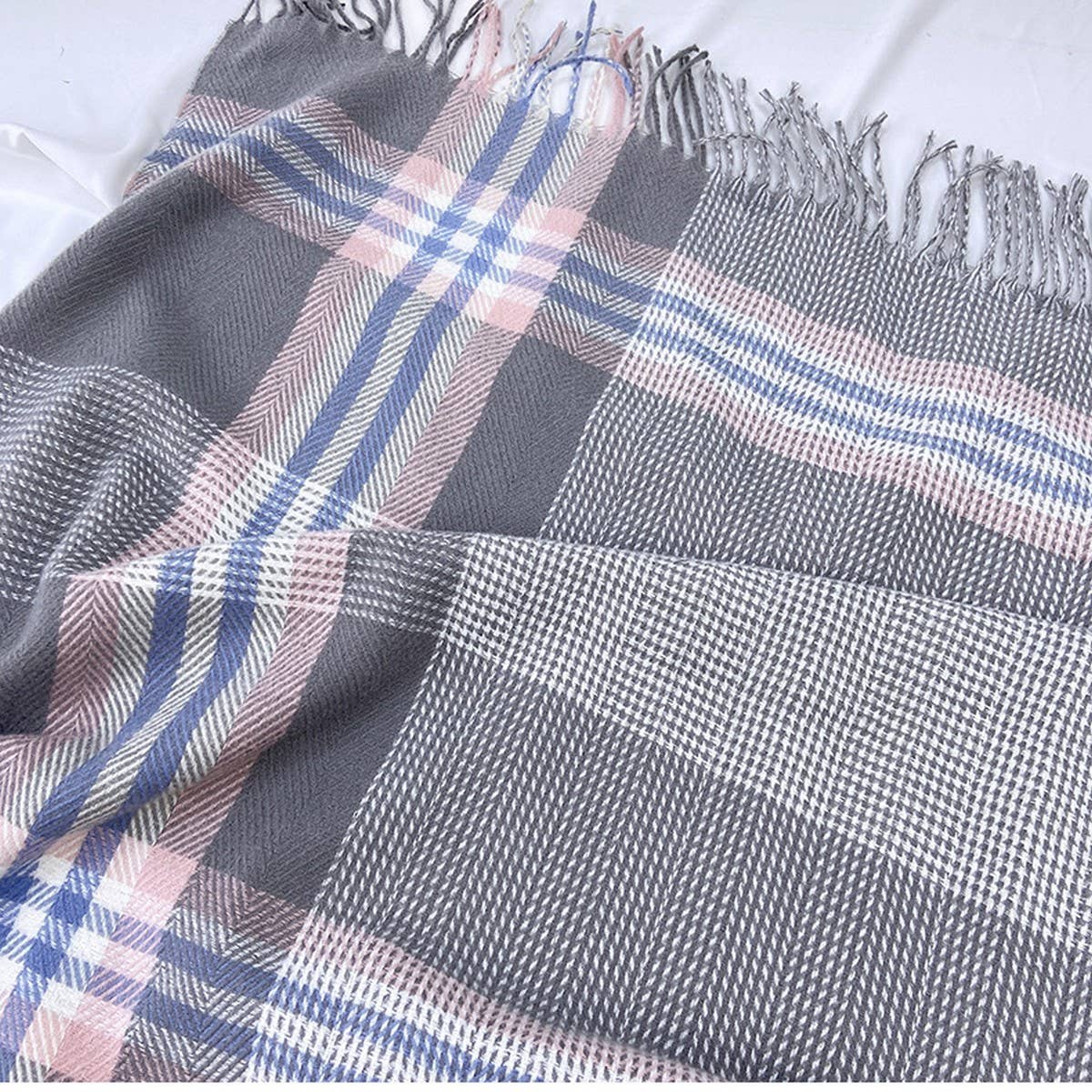 PLAID WOOL BLEND SCARF WINTER WRAP FOR WOMEN_CWASC1457