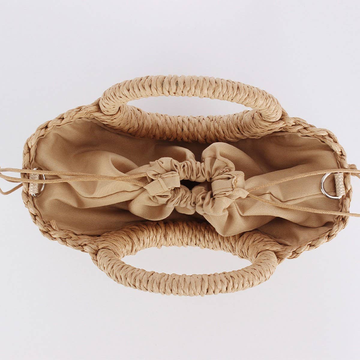 SOLID COLOR SEMI CIRCLE HANDMADE STRAW BAG_CWAB4696