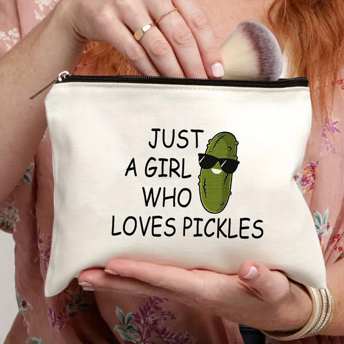 CUCUMBER LETTER DOUBLE SIDED PRINTED COSMETIC BAG_CWAB1783