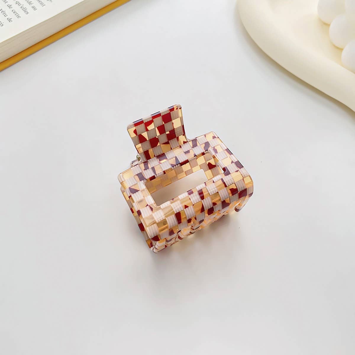 Simple Retro Style Hollow Plaid Hair Claw Clip_Cwaha0736