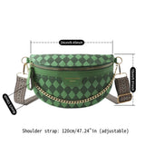 Checkered Chain Strap Pu Crossbody Chest Bag_Cuab00597