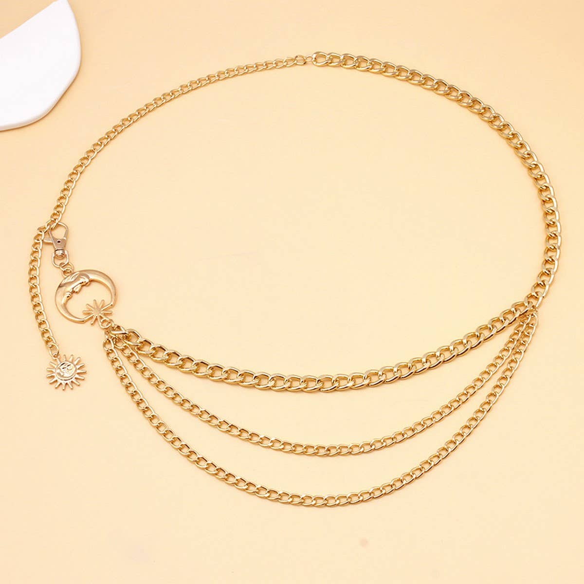 HIP HOP PUNK STYLE MOON MULTI LAYER BODY CHAIN_CWMM0656