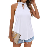 Waistcoat Halter Top Keyhole Sleeveless Shirt