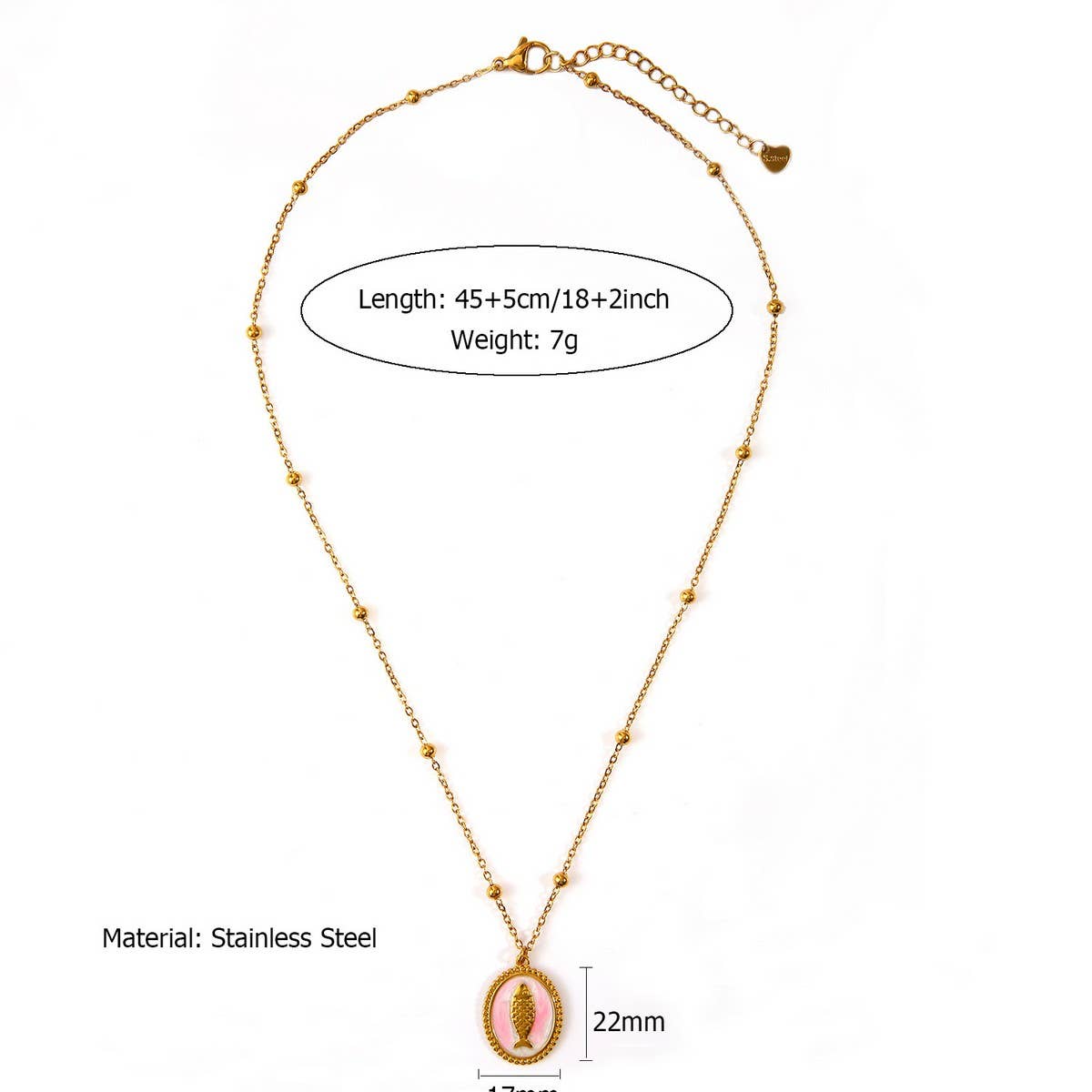 OCEAN STYLE STEEL NECKLACE WITH SHELL FISH_CWMM8834