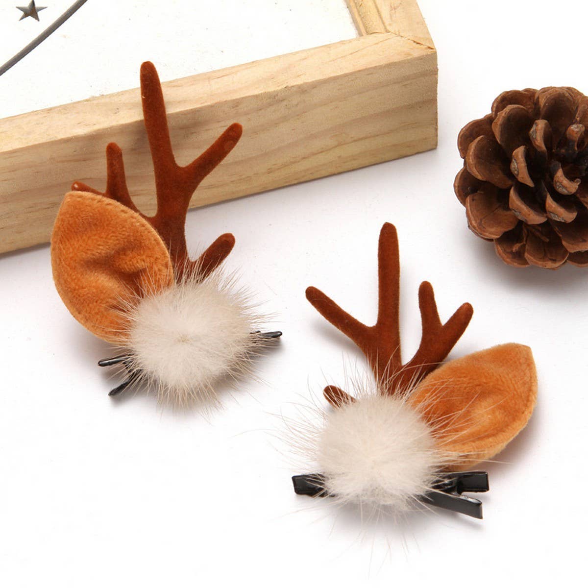 CHRISTMAS CUTE ELK ANTLER HEAD ORNAMENT HAIRPIN_CWAHA3372