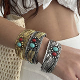 NEW RETRO OVAL TURQUOISE BRACELET FOR WOMEN_CWMM3113