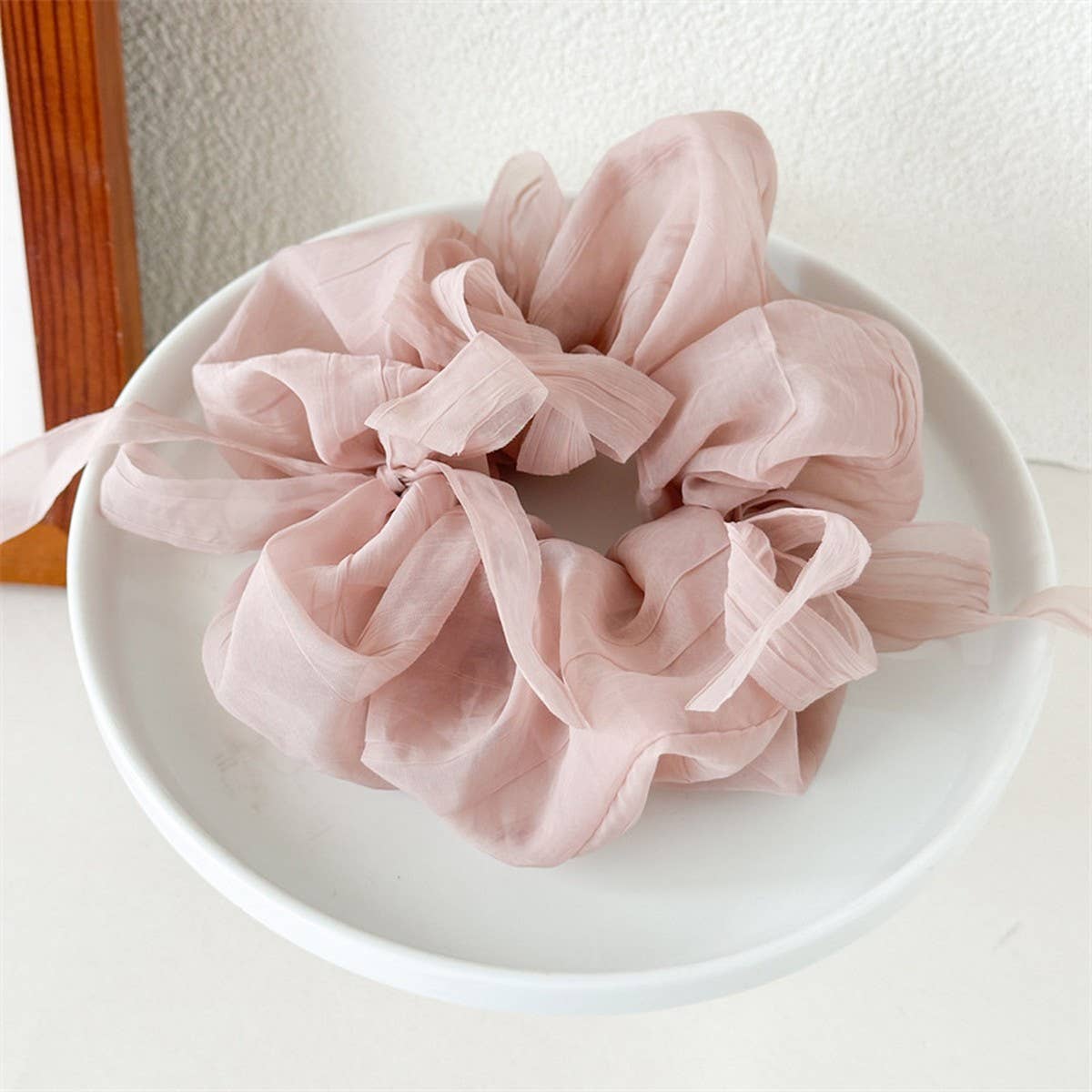 Oversized Chiffon Ribbon Scrunchie Hair Tie Women_Cwaha07537
