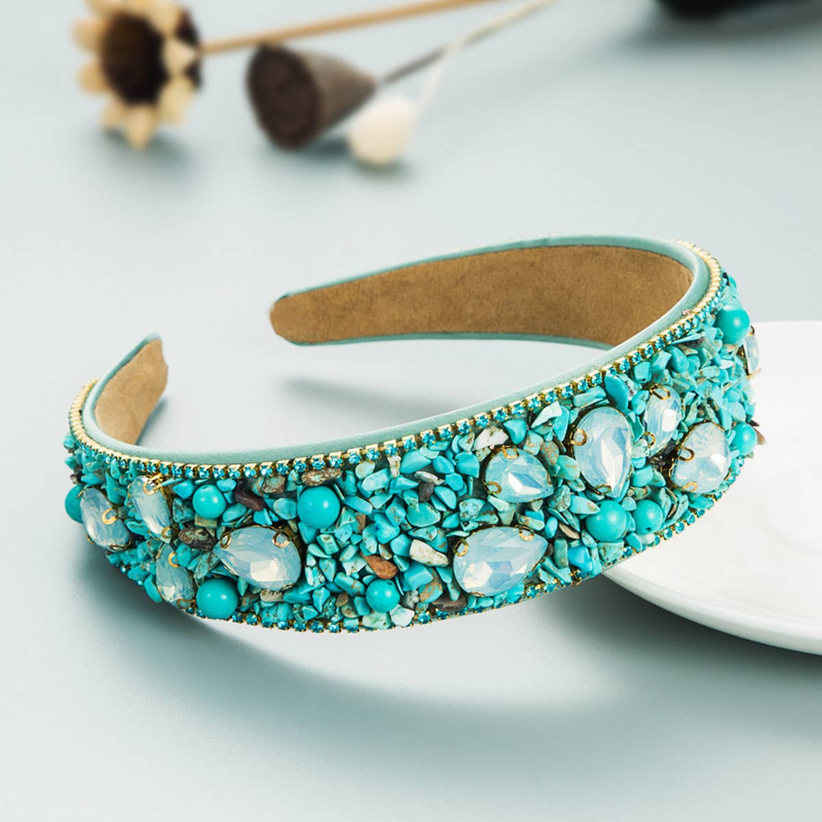 PERSONALIZED DESIGN COLORFUL TURQUOISE HEADBAND_CWAHA1974