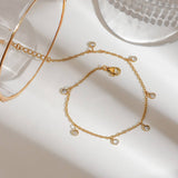 FASHION 18K GOLD ZIRCON STAINLESS STEEL ANKLET_CWAJE4789