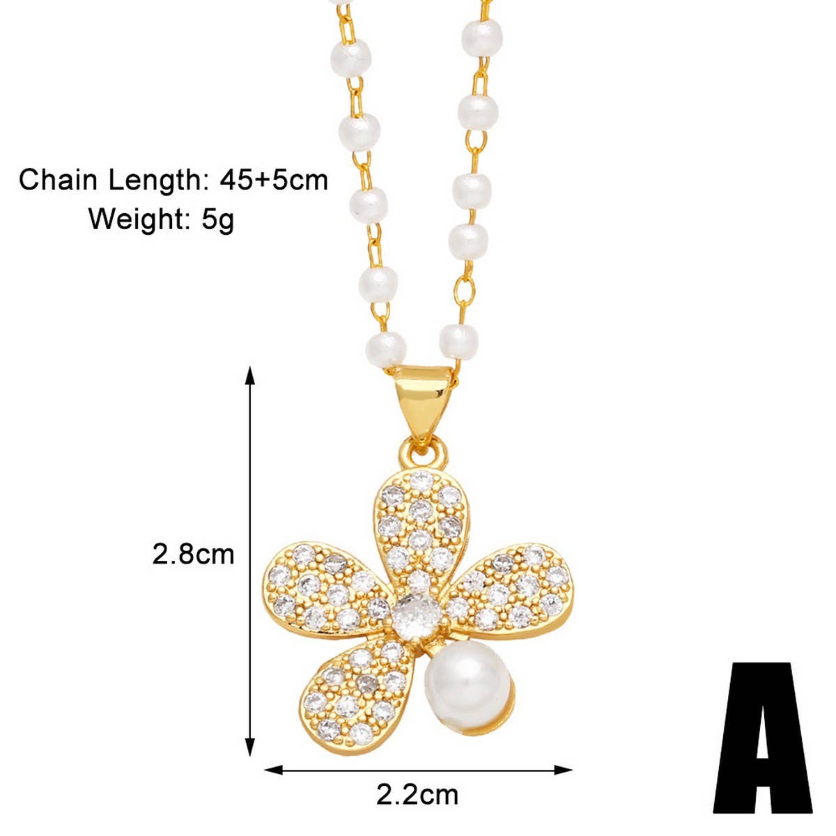 FASHIONABLE DIAMOND INLAID FLOWER PEARL NECKLACE_CWAJE0917