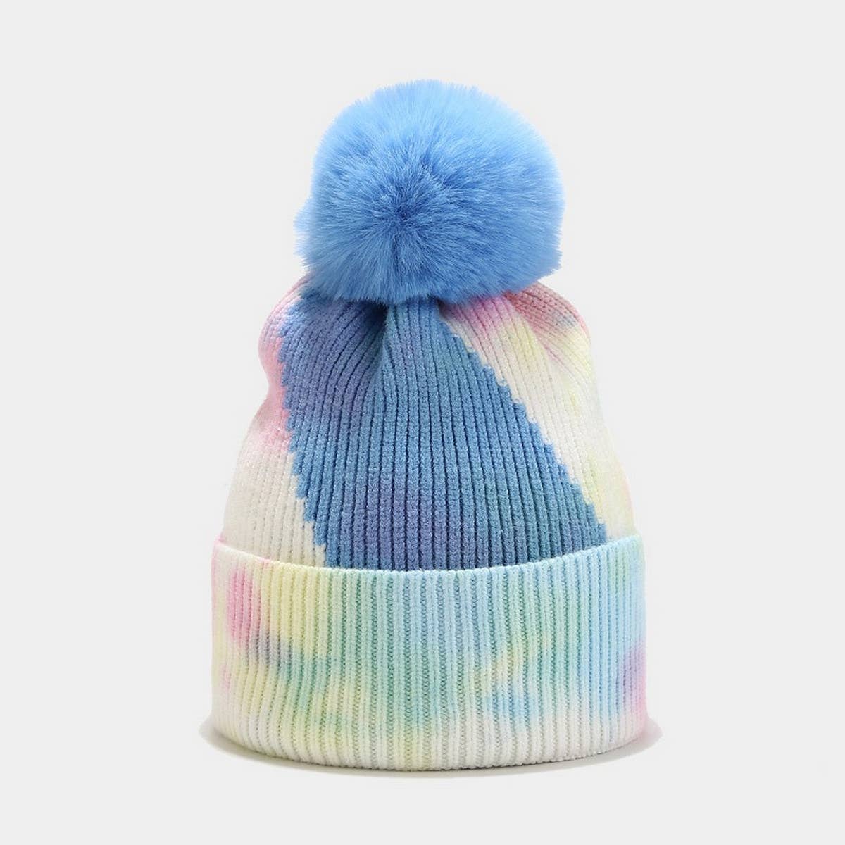 NEW TIE DYE POM POM KNITTED HAT_CWAH1619