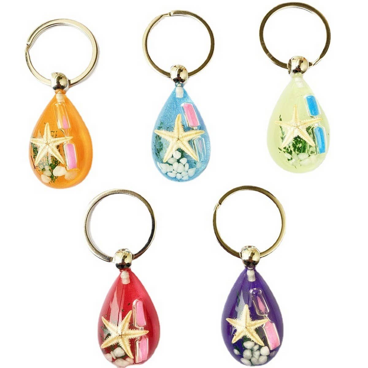 CREATIVE STARFISH HOURGLASS KEYCHAIN PENDANT_CWMM3699